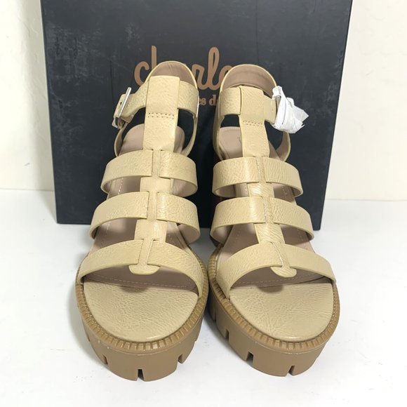 Charles by Charles David Verbal Sandals Lug Sole Platform Heels Nude Size 8 NEW - Picture 3 of 7